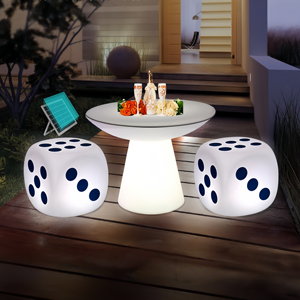 Silla de cubo de dados LED de lujo moderna, sillas de barra de plástico de estilo rústico para comedor, hogar, energía solar, uso en exteriores y hoteles - Product Image 4