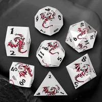 7 Buah Set Dadu DND Logam Padat Paduan Seng 16Mm Polihedral Naga untuk Permainan Meja D&D Hadiah Edukasi