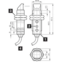 Barrières lumineuses et capteurs réfléchissants diffus de la série O-M18 Standard OR18-1FMR3600N3 avec un angle de 90° °   optiques angulaires
