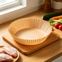 Papiers de cuisson jetables pour friteuse à air, en kraft naturel, antiadhésifs, résistants à l'huile, pour la cuisson, le rôtissage et l'utilisation en cuisine
