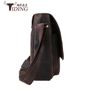 Bolso Bandolera de Cuero Genuino para Hombre Tiding, Color Marrón Oscuro, Piel de Vaca de Primera Capa, Estilo Retro, Resistente, 1180 - Product Image 4