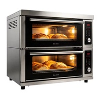 Horno Eléctrico Comercial de Doble Piso y Cuatro Bandejas, Ideal para Panaderías, Pizzerías y Reposterías