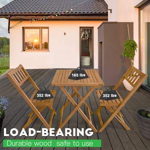 3 mảnh Keo Gỗ gấp Patio Bistro thiết lập, ra cửa Bistro thiết lập bảng và ghế thiết lập với 2 ghế và bảng vuông cho bãi biển - Product Image 3