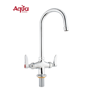 Modern Design Double Handle Cold Water Kitchen Faucet <b>Chrome</b> Surface Deck Mounted Brass Body 360 Degree Rotate Ceramic Valve - Product Image 1