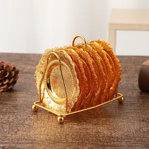 Portacandele profumate a forma rotonda in metallo materiale color oro piatto vassoio candela