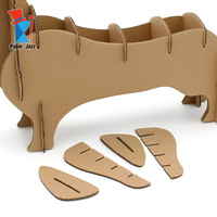 Modèle de stockage multi-grilles en carton ondulé 3D, Teckel, non peint, à assembler soi-même, puzzle animalier en papier, chien, jouet éducatif <50