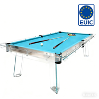Table de billard multifonctionnelle en verre transparent de qualité tournoi, design usine, taille 7 pieds, table de billard ultra-claire