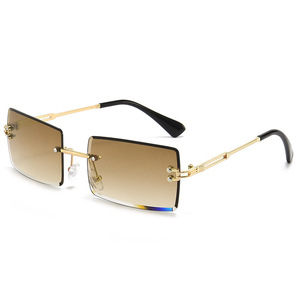 Frameless <b>Square</b> Sunglasses Metal <b>Frame</b> PC Lens UV400 Protection Women's Gradient Style Ocean Color Trendy Street Fashion - Product Image 4