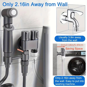 Rociador de bidé de <span class=keywords><strong>agua</strong></span> de alta presión de acero inoxidable personalizado, juego de baño de inodoro montado en la pared de control dual portátil <span class=keywords><strong>para</strong></span> uso en hoteles - Product Image 4