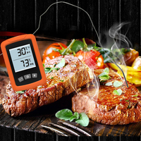 Termometer Daging Digital Nirkabel Pintar Tahan Air Plastik dengan Dual Probe Jangkauan 230FT untuk Memasak di Dapur, Memanggang, BBQ, Stainless Steel