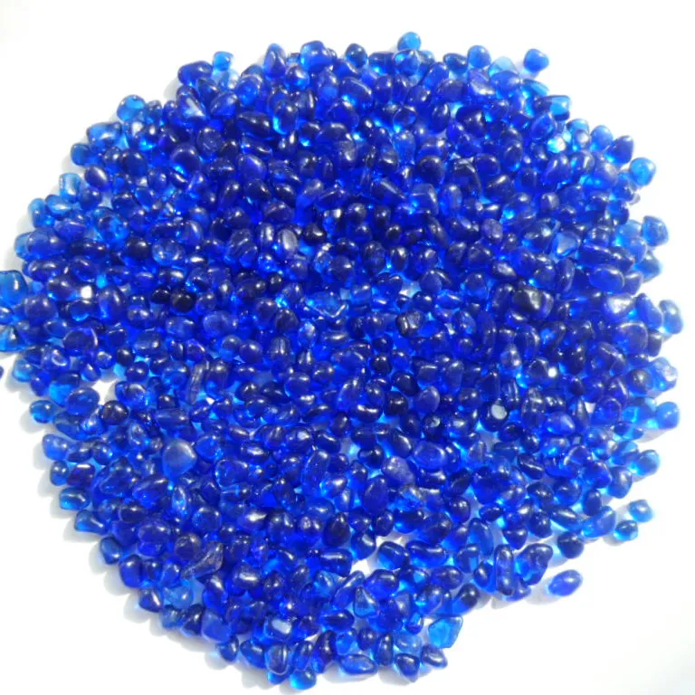 Iridescent Glass Beads Sea Blue Color Crystal Glass For Swimming Pool Jewelcrete glass pool Beads