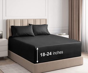 Ensemble de draps super doux 100% polyester, 1800 fils, draps égyptiens de luxe, adaptés aux matelas de 18 à 24 pouces - Product Image 3