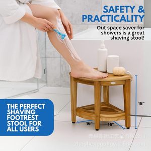 Tabouret de douche d'angle Zhao Heng en bois massif avec double rangement, siège de bain étanche, capacité de 300 lb - Product Image 3