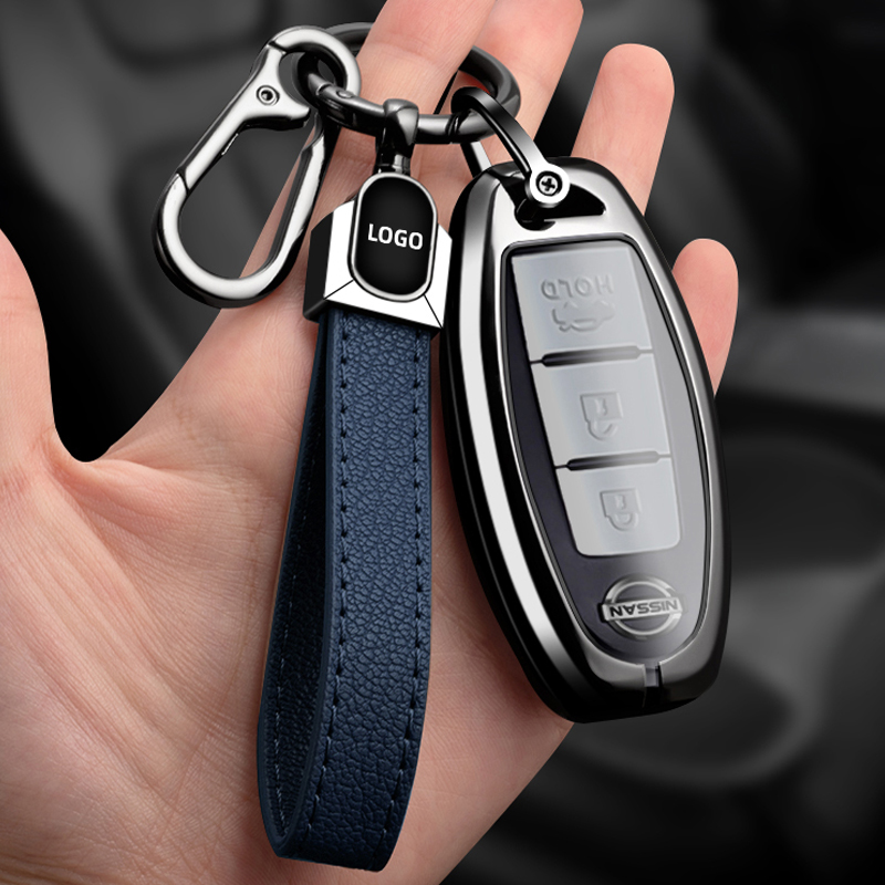 Zinc Alloy Leather Car Key Fob Cover Case for Nissan Rogue, X-Trail, Pathfinder, Frontier, Ariya, Ju