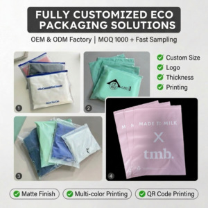 Bolsas de Embalaje para Ropa Color Rosa Esmerilado Ecológicas con Logotipo Personalizado, Compostables, Biodegradables, con Cierre Hermético para Camisetas Polo - Product Image 5
