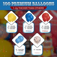 Kit de guirlandes d'arches de ballons sur le thème du cirque personnalisé, 105 pièces, rouge, jaune, bleu, ballons en latex pour décorations de fête d'anniversaire d'enfants