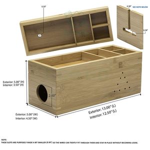 Boîte de rangement de câble en bambou écologique Fabricant de boîte de câble Gestion de boîte de câble Nouveau style de boîte de rangement de câble - Product Image 5