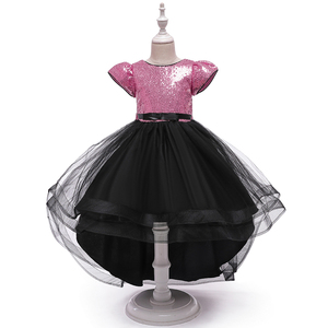 Estilo europeo manga corta lentejuelas princesa vestidos de niña grande dulce niñas gran arco vestidos de cumpleaños gracia niña vestido de novia - Product Image 4