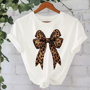 Camiseta con patrón de lazo rosa para <span class=keywords><strong>mujer</strong></span>, 180 gramos, moda económica, tela de punto informal antibolitas, moda elegante para <span class=keywords><strong>mujer</strong></span> - Product Image 1