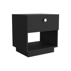 DB Paris Mesita de noche de 1 cajón Madera maciza y mármol Muebles de dormitorio rústicos de estilo moderno y antiguo con estante inferior abierto - Product Image 6