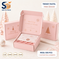 Boîte d'expédition en carton ondulé personnalisée pour Noël, impression couleur, emballage en carton pliable, boîte cadeau avec logo pour l'expédition