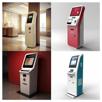Quiosco de autoservicio con escáner de código de barras QR autocomprobación en quiosco de hotel
