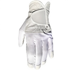 White Genuine Leather Golf <b>Glove</b> Right Hand Breathable Hook And Loop Closure Unisex Sports <b>Grip</b> - Product Image 3