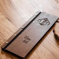 Carpeta de Menú Personalizada de Lujo con Cubierta de Madera de Bambú y Correa de Cuero para Restaurante, Hotel, Bar de Vinos, Regalos de Bienvenida