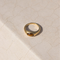 Hochwertiger Sterling Silber 925 mit 14k/18k Goldplattierung, Modischer Zinnoberfarbener Bernstein-Tigerauge-Kuppelring für Damen