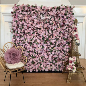 HK-FW003 decoration 5d roll up silk 3d <b>Flower</b> <b>Wall</b> <b>artificial</b> panel <b>Flower</b> <b>Wall</b> clock 8*8ft <b>Flower</b> <b>Wall</b> backdrop curtain rose - Product Image 4