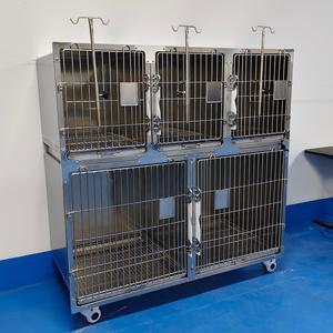 Veterinaire kwaliteit 5-delige hondenkooi van roestvrij staal met wielen, ademend & duurzaam hondenverblijf - Product Image 5