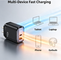 Chargeur mural rapide double port PD 45W USB-A + Type-C, adaptateur secteur de voyage avec prise UE pour téléphone portable, ordinateur portable, écouteurs – Vente en gros OEM