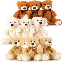 MorisMos Lot de 9 oursons en peluche 14 pouces unisexe en vrac petits animaux en peluche enfants anniversaire fête de Noël brodé