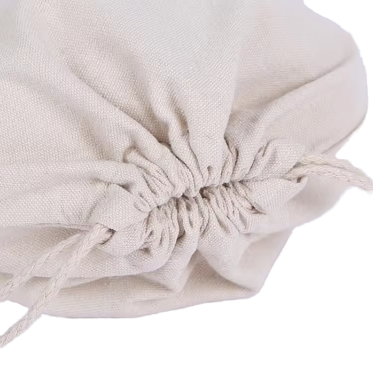 High quality portable shopping custom logo printed organic cotton drawstring jewelry pouch bag