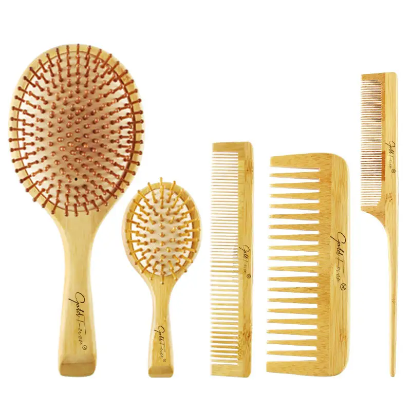 Amazon hot sell bamboo combs hair brush sets custom logo hair combs