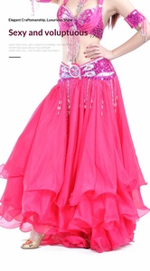 Falda de Danza del Vientre para Mujer, Falda Española de Chifón con Lentejuelas Brillantes y Borlas, Disfraz para Espectáculos de Danza - Product Image 5
