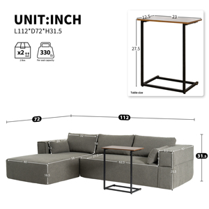 Modern Minimalist Contemporary Modular Sectional <b>Sofa</b> Set L-Shape Upholstered Fabric Couch for Living Bedroom Apartment <b>Hotel</b> - Product Image 6