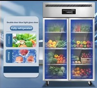 Réfrigérateur vitrine verticale à refroidissement par ventilateur, triple porte vitrée, pour supermarché, vente en gros