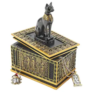 Высокое качество Египетский Декор безделушка коробка королевский бастет статуя Египетские украшения коробка статуя кота роскошный стол Декор коробки