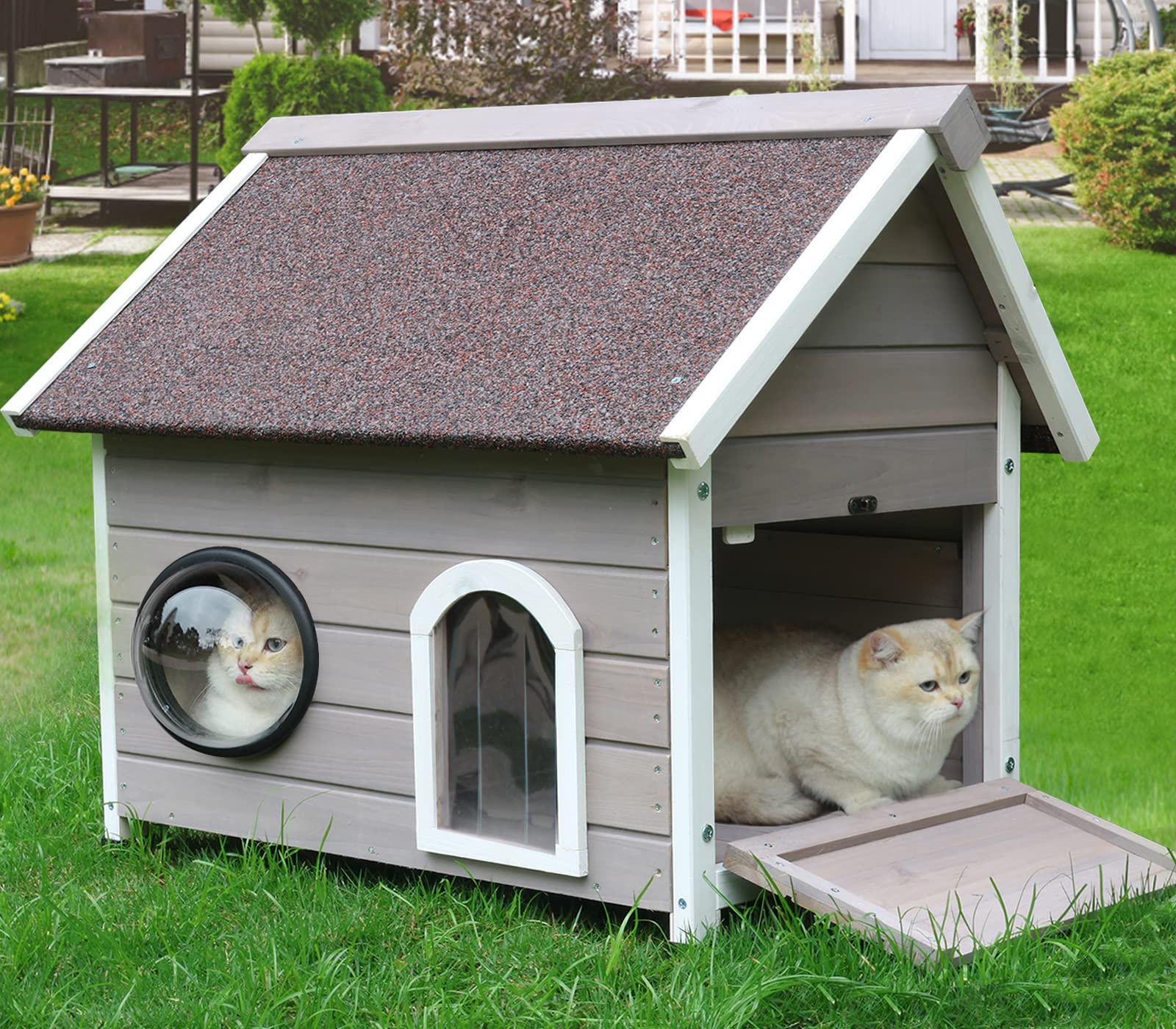 Casa Para Gatos Al Aire Libre - Refugio Aislado Impermeable De Tela Oxford Con Base Elevada - Para Gatos Callejeros O Mascotas - 36x36x36 Cm