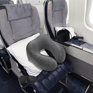 Vente chaude Oreiller de voyage en coton 100% à mémoire de forme en forme de U tricoté personnalisé Amovible Lavable Utilisation en avion Sommeil Camping Hôtel - Product Image 2