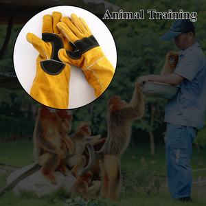 SWELDER 23-Zoll gelb-schwarz <span class=keywords><strong>An</strong></span>-Bite Doppel-Rindleder-Tier-Handschuh für Hunde Katzen Schlangen usw - Product Image 6