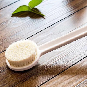 Bath <b>Brush</b> Long Handle Soft Bristles Oval Shape White Plastic Body Scrubber Shower Cleaning Tool - Product Image 1