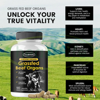Heaithife OEM Marque Privée 5 en 1 Complément d'organes de bœuf nourri à l'herbe Capsules d'organes de bœuf