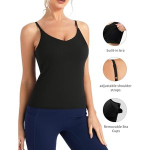 Sujetador deportivo largo con cuello en V para mujer, con almohadillas extraíbles, tirantes finos ajustables, top tipo camiseta para yoga y entrenamiento - Product Image 3