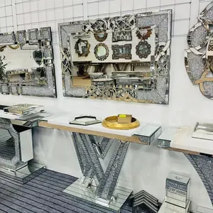 Table console moderne en verre Salle à manger Maison Hôtel Atelier Bureau à domicile Utilisation Mobilier miroir