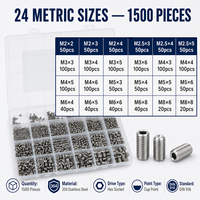 Vis de serrage en acier inoxydable 304, 1500 pièces, M2 M2.5 M3 M4 M5 M6 M8, vis à six pans creux à extrémité plate