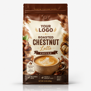Sachet Doypack Personnalisé pour Café Latte aux Châtaignes Torréfiées, Saveur Noisette Onctueuse, Grains Entiers, pour Emballage de Café Premium - Product Image 1