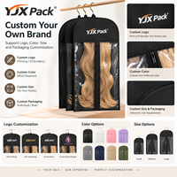 Sac de rangement pour perruques anti-poussière personnalisé avec crochet de suspension et fenêtre transparente à fermeture éclair, sac anti-poussière premium pour extensions de cheveux noir et blanc, vente en gros