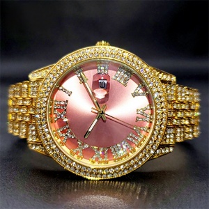 Reloj de Lujo Único para Hombre con Diamantes, Esfera Dorada con Números Árabes, Marca Personalizada, Movimiento de Cuarzo con Zirconia, Correa de 20mm, Esfera con Agujas, Resistente al Agua - Product Image 6